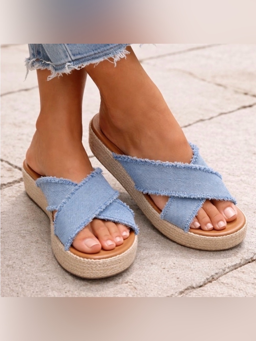 GAP Denim Espadrille Platform Sandals 7